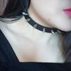 Aabellay 2PCS Choker Necklace PU Leather Goth Choker Collar with Rivet Spike Punk Rock Collar Adjustable Size Black and White view 4