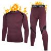 Muezna Men's Thermal Top and Bottom Set Underwear Long Johns Base Layer with Soft Fleece Lined Burgundy view 1