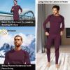 Muezna Men's Thermal Top and Bottom Set Underwear Long Johns Base Layer with Soft Fleece Lined Burgundy view 4