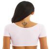 Yeeye Women's Mesh See Through Open Bust Cupless Crop Top Short Sleeve Belly Dance Vest Tee Shirt White One Size view 4