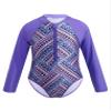 Freebily Girls One Piece Rash Guard Swimsuit Long Sleeve Printed Zippered Bathing Suit Purple 8