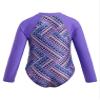 Freebily Girls One Piece Rash Guard Swimsuit Long Sleeve Printed Zippered Bathing Suit Purple 8 view 2