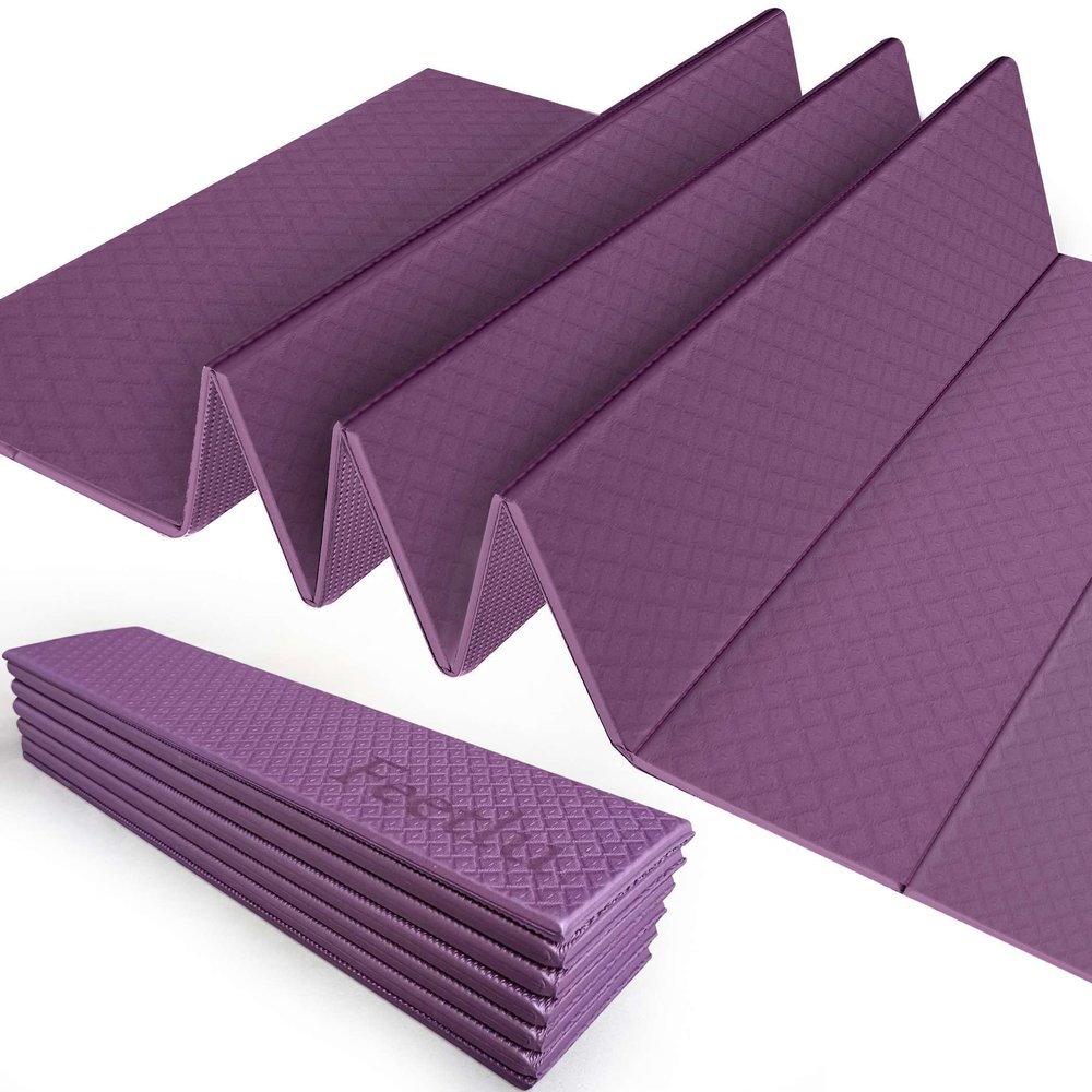Foldable Yoga Mat 1/4 Inch Thick, Lightweight, Easy to Store, Non-Slip Travel Yoga Mat for Fitness, Yoga, Pilates, Home Workouts, and Floor Exercises