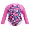 Freebily Girls One Piece Rash Guard Swimsuit Long Sleeve Printed Zippered Bathing Suit Rose Red 6