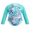 Freebily Girls One Piece Rash Guard Swimsuit Long Sleeve Printed Zippered Bathing Suit Mint Green 8