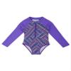 Freebily Girls One Piece Rash Guard Swimsuit Long Sleeve Printed Zippered Bathing Suit Purple 14 view 3