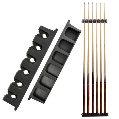 Go Pal CR1 Black Pool Cue Holder, Wall Mount Pool Stick Rack for 6 Cues Stick Storage, Pool Cue Set Rack, Pool Table Rods Organizer