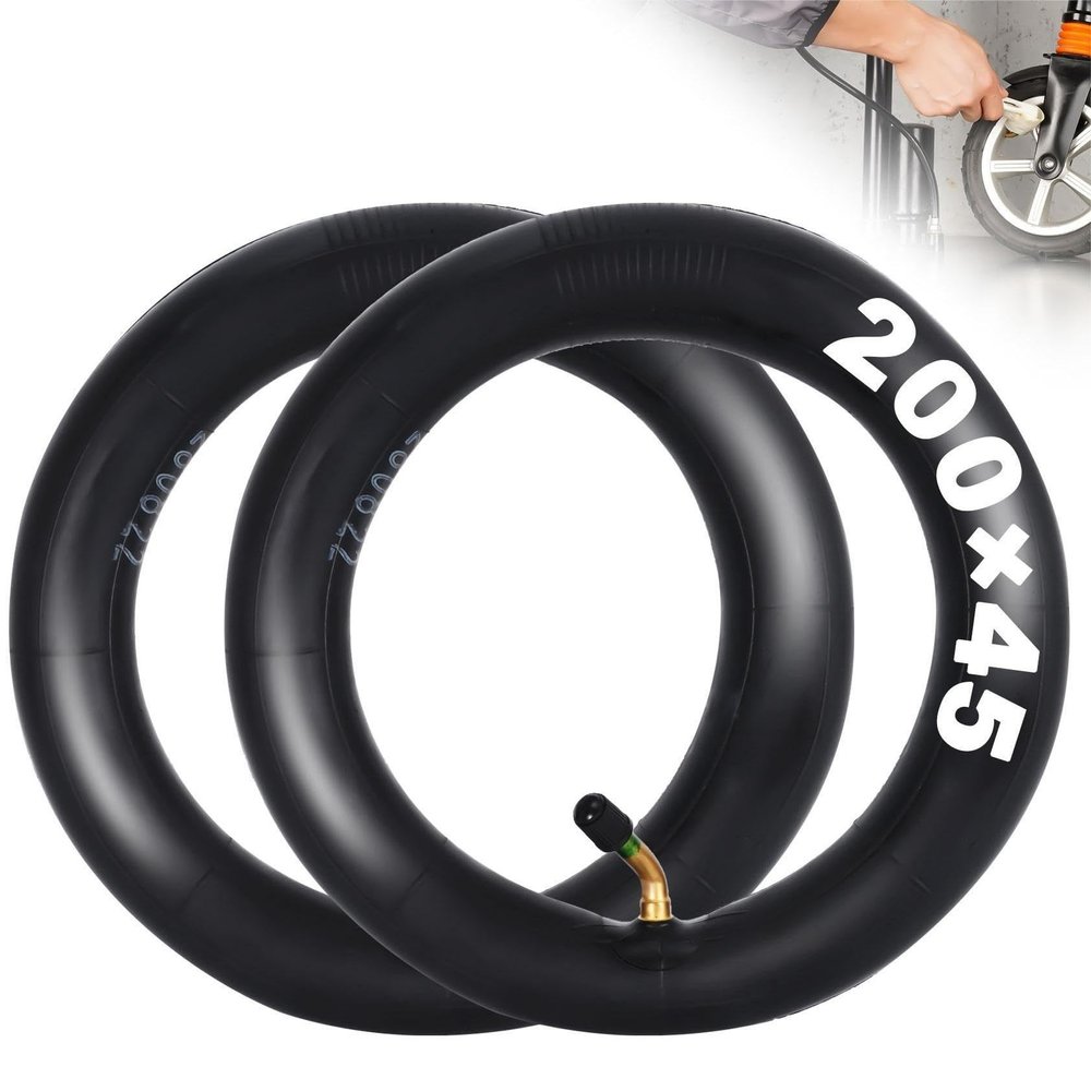 2 Pack of 8x1 1/4 200x45 Inner Tubes with Angled Valve Stem Replacement for A-Bike Folding Bike Jetson Beam Electric Scooter Butyl Rubber
