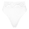 Agoky Womens Floral Lace Seamless Briefs High Cut Thongs Hollow Out Fishnet Bikini Bottoms White OneSize view 1