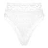 Agoky Womens Floral Lace Seamless Briefs High Cut Thongs Hollow Out Fishnet Bikini Bottoms White OneSize view 2