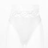 Agoky Womens Floral Lace Seamless Briefs High Cut Thongs Hollow Out Fishnet Bikini Bottoms White OneSize view 3