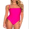 Colloyes Women's Hot Pink One Piece Bathing Suit with Adjustable Straps Bandeau One Piece Swimsuit Size Large view 1
