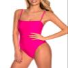 Colloyes Women's Hot Pink One Piece Bathing Suit with Adjustable Straps Bandeau One Piece Swimsuit Size Large view 3