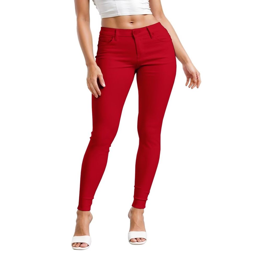 Hybrid & Company Womens Hyper Ultra Stretch Comfy Skinny Leg Work Casual Pants P44876SK RED XL Short