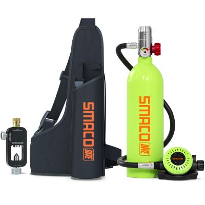 SMACO Mini Scuba Tank 1L Portable Diving Tank for Snorkeling, Emergency Rescue DOT Certified Lung Air Tank for Air Supply Compact & Lightweight Pony Bottle S400