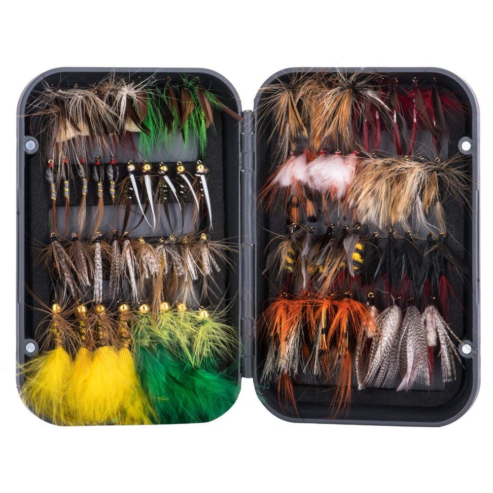 Goture Fly Fishing Flies Kit - 76pcs Fly Fishing Lures with Fly Fishing Box - Fly Fishing Assortment Kit for Bass Trout Salmon Fishing - Dry Flies Wet Flies Streamers Nymphs