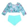 iiniim Kids Girls 2 Piece Long Sleeve Tankini Swimsuit Bathing Suit Gymnastic Workout Shorts Outfit Green Palm Leaf 4 view 2
