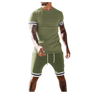 Maryia Mens Workout Muscle Running Quick Dry Sweatsuit 2 Piece Outfits 2021 Summer Tops and Shorts Tracksuit