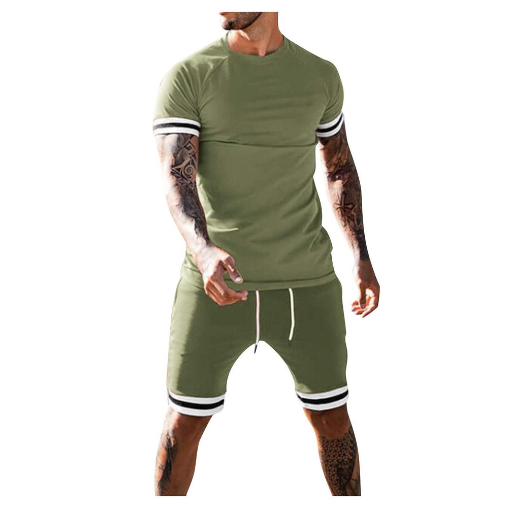 Maryia Mens Workout Muscle Running Quick Dry Sweatsuit 2 Piece Outfits 2021 Summer Tops and Shorts Tracksuit