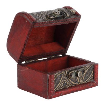 Yosoo Vintage Small Jewelry Boxes, Handmade Wooden Treasure Chest Mini Box with Lock, Gift