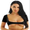 Sholeno Womens Sexy Mesh Transparent Open Bust Short Sleeve Belly Dance Crop Top Half Shirts Black One Size view 1