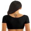 Sholeno Womens Sexy Mesh Transparent Open Bust Short Sleeve Belly Dance Crop Top Half Shirts Black One Size view 3