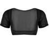 Sholeno Womens Sexy Mesh Transparent Open Bust Short Sleeve Belly Dance Crop Top Half Shirts Black One Size view 4