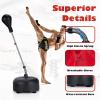 Goplus Punching Bag with Stand for Adults, Freestanding Reflex Speed Bags with 55-62.5 Adjustable Height, Boxing Equipment with Gloves for Home Gym Workout MMA Training, Fitness (Black) view 2