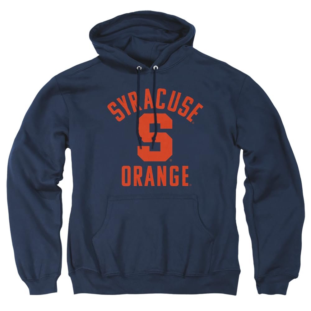 Syracuse University Official Syracuse Logo Distressed Unisex Adult Pull-Over Hoodie,Navy, Large