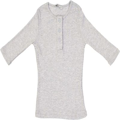 KIKI RIKI Girls Ribbed 3/4 Sleeve Henley T-Shirt - 28673 Heather Grey xx Large