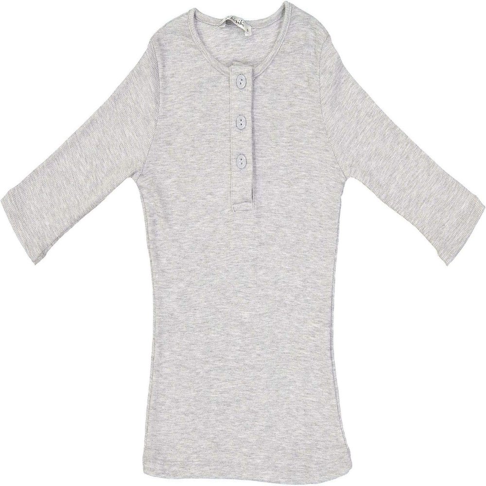 KIKI RIKI Girls Ribbed 3/4 Sleeve Henley T-Shirt - 28673 Heather Grey xx Large