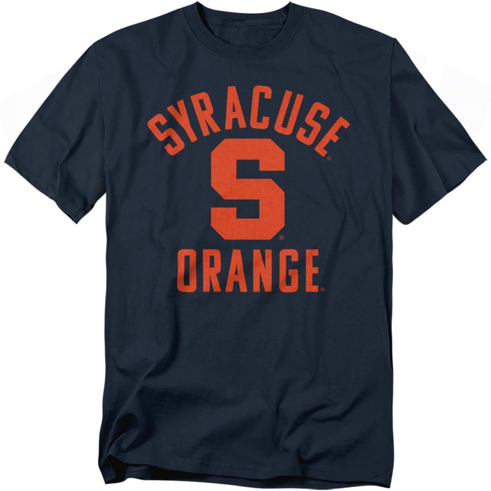 Syracuse University Official Syracuse Logo Distressed Unisex Adult T-Shirt, Navy, Small
