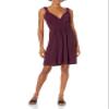 Star Vixen Women's Plus-Size Sleeveless Knot-Front Surplice Dress Plum view 1