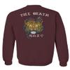 0252. Tiger Graphic Traditional Japanese Tattoo Till Death Society Men's Crewneck Sweatshirt (Maroon Large) view 2