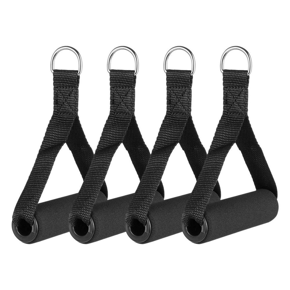 4 Pack Single-Grip Handles Exercise Tubing Handles for Strength Training with D-Ring Clips for Bands