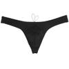 JAXFSTK Men's Swim Briefs Sexy Bikini Swimsuit Thong Drawstring Swimwear Solid Shiny Swimming Black L view 1