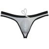 JAXFSTK Men's Swim Briefs Sexy Bikini Swimsuit Thong Drawstring Swimwear Solid Shiny Swimming Black L view 4