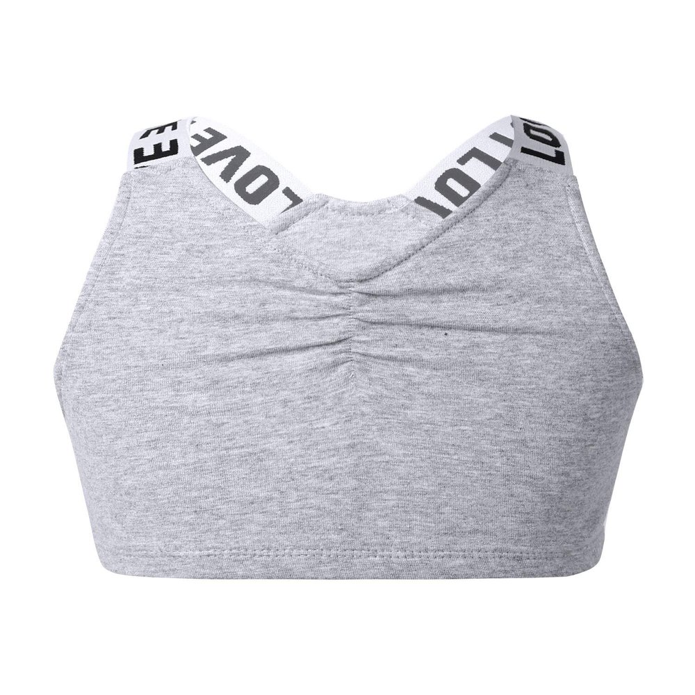winying Kids Girls Wireless Yoga Sports Bras Child Fitness Cotton Crop Tops Vest Running Training Bra Flecking Gray 4