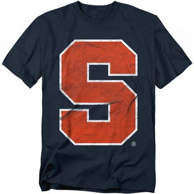 Syracuse University Official Primary Logo Distressed Unisex Adult T-Shirt, Navy, X-Large