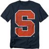 Syracuse University Official Primary Logo Distressed Unisex Adult T-Shirt, Navy, X-Large view 1