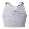 Moily Big Girls Racer Back Padded Sports Bra Gymnastics/Dance.Yoga Athletic Crop Top 2 Pack Underwear V Neck Flecking Gray 3-4 view 2