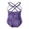renvena Kids Girls One Piece Swimsuit Criss Cross Bohemian Summer Beach Swimwear Bathing Suit Romper Purple 3-4 view 2