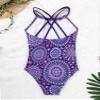 renvena Kids Girls One Piece Swimsuit Criss Cross Bohemian Summer Beach Swimwear Bathing Suit Romper Purple 3-4 view 4