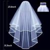 umbresen Bridal Veil Wedding Veils Women's White Tulle Short Veils Ribbon Edge With Comb for Brides Bachelorette Hen Party Costume (White) view 2