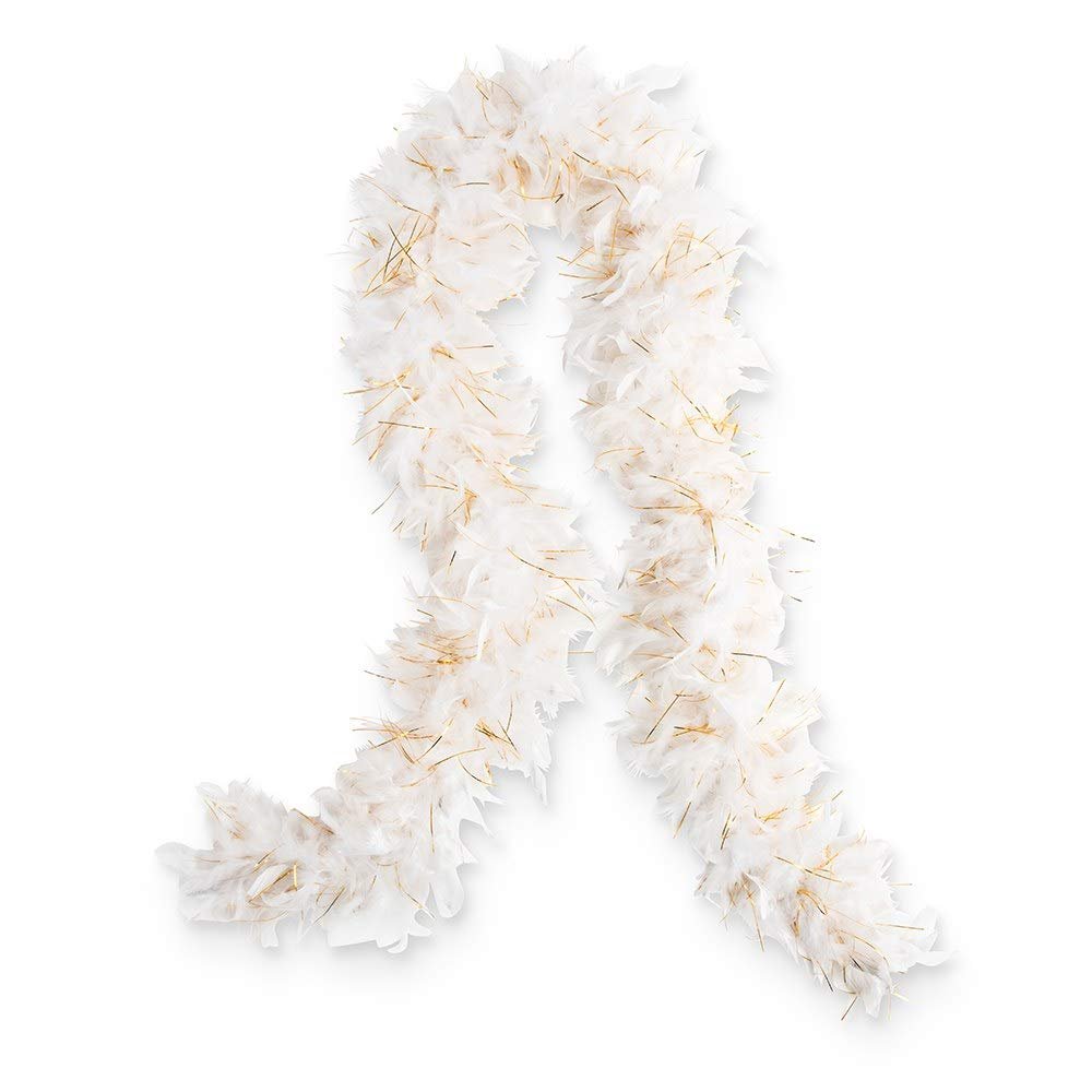 WEDDINGSTAR Sparkly Bachelorette Feather Boa - White