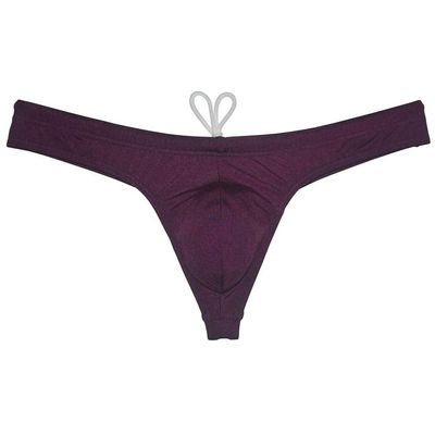 JAXFSTK Men's Swim Briefs Sexy Bikini Swimsuit Thong Drawstring Swimwear Solid Shiny Swimming Purple L
