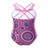 renvena Kids Girls One Piece Swimsuit Criss Cross Bohemian Summer Beach Swimwear Bathing Suit Romper Pink 3-4 view 2