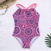 renvena Kids Girls One Piece Swimsuit Criss Cross Bohemian Summer Beach Swimwear Bathing Suit Romper Pink 3-4 view 3