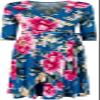 Bon Rosy Women's #MadeInUSA Wedding Guest Baby Bridal Shower 3/4 Sleeve V-Neck Printed Knee Length Midi Faux Wrap Floral Dress Casual Party Resort Summer Spring Nursing Church Pregancy Teal S view 1