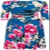 Bon Rosy Women's #MadeInUSA Wedding Guest Baby Bridal Shower 3/4 Sleeve V-Neck Printed Knee Length Midi Faux Wrap Floral Dress Casual Party Resort Summer Spring Nursing Church Pregancy Teal S view 3